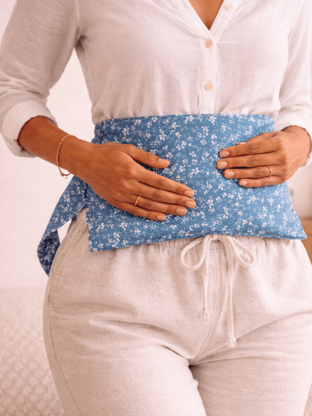 Bouillotte ceinture graine epeautre pour soulagement naturel dos et ventre