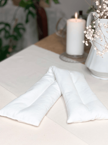 Bouillotte cervicale droite aux graines d'épeautre BIO Gaia Greener 850g coton Oeko-Tex fait main France.