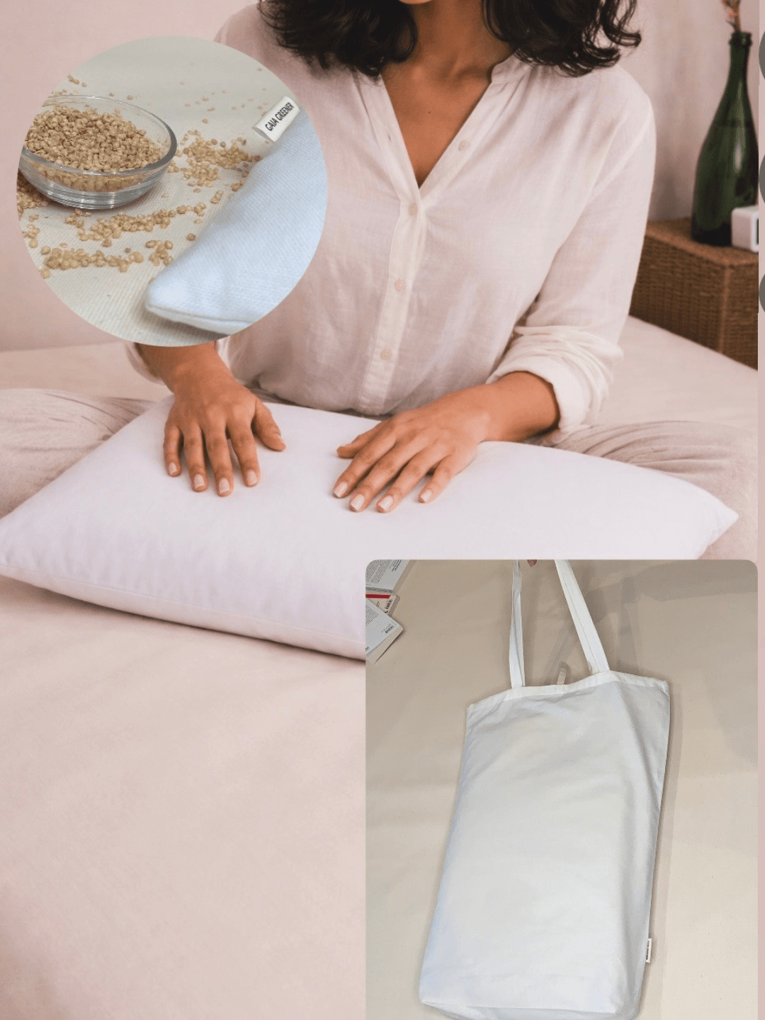 Oreiller en millet BIO malléable offrant un soutien cervical adaptatif et physiologique pour la nuque
